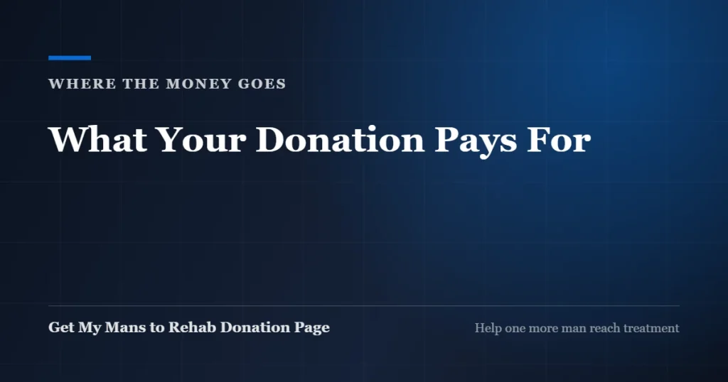 Where Get My Mans to Rehab Donation Page donations go, paid directly to treatment providers