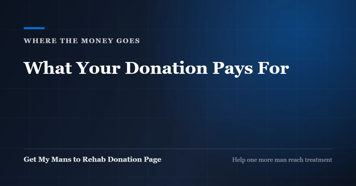 Where Get My Mans to Rehab Donation Page donations go, paid directly to treatment providers
